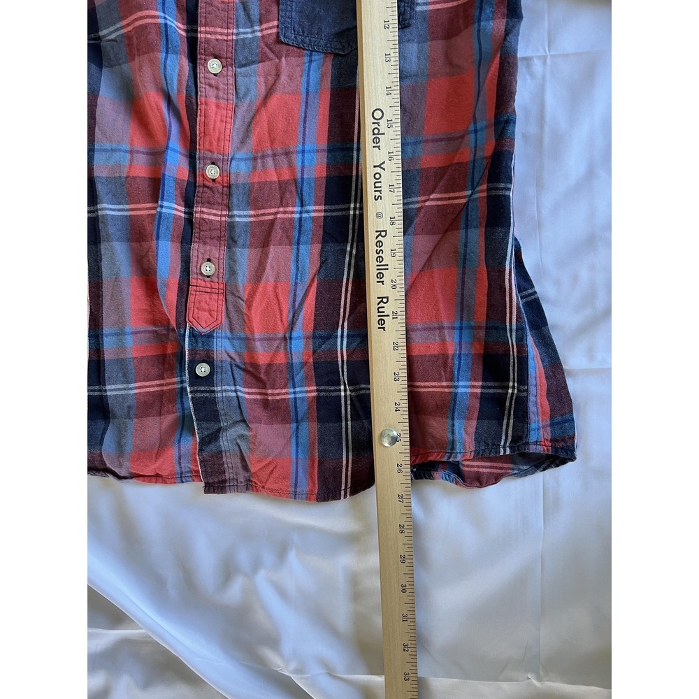 JNCO Shirt Mens 2XL Blue Red Plaid Button Down Flannel Soft Cotton Pocket Casual - Picture 10 of 11
